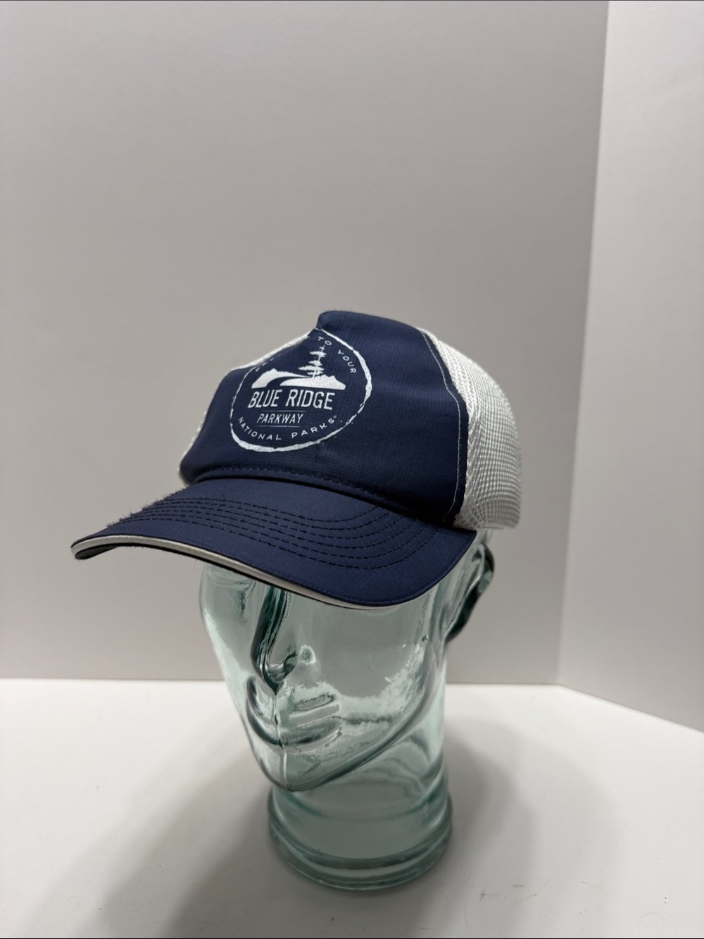 Cove Navy and White Trucker Hat with Blue Ridge Parkway